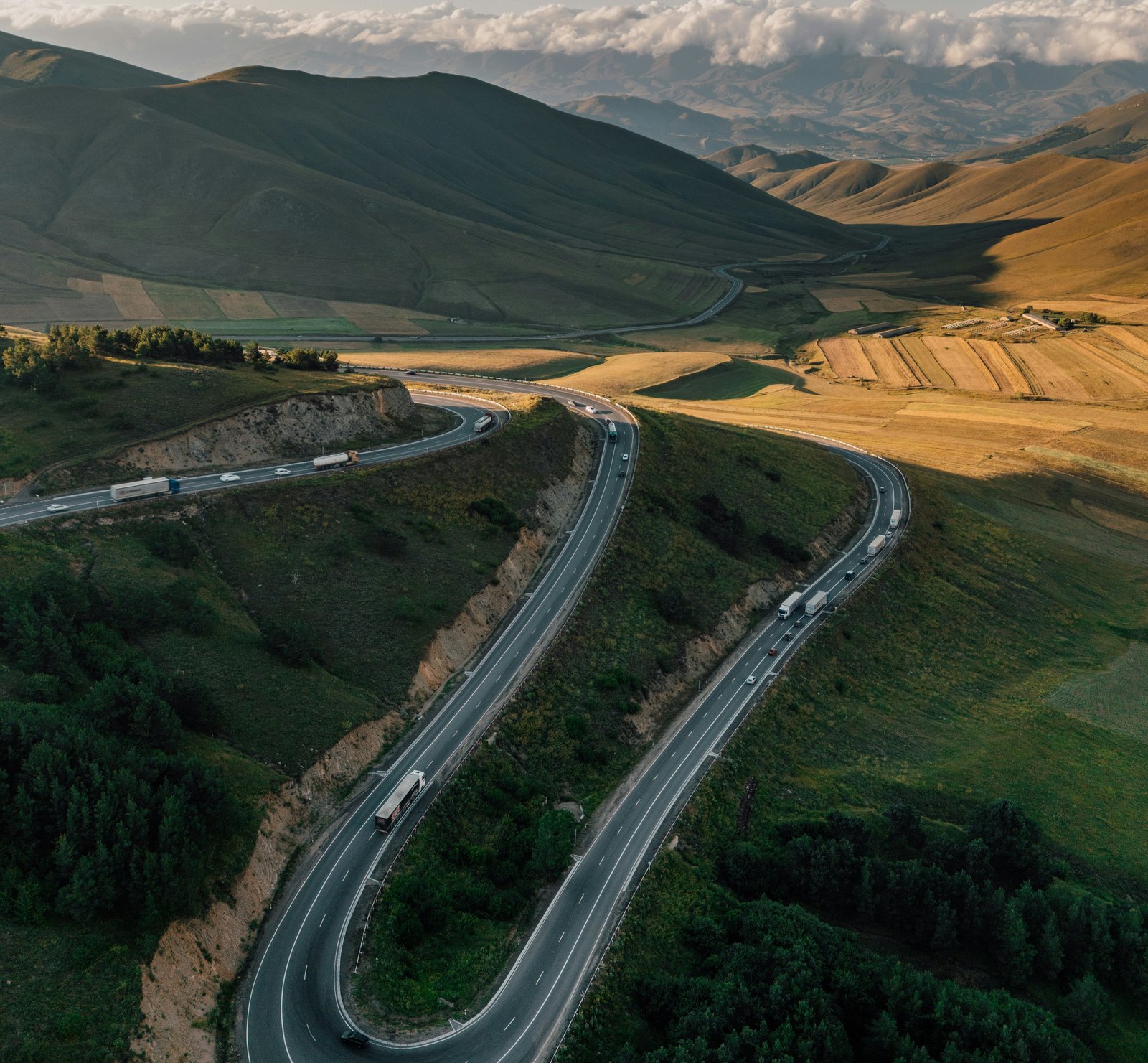 Winding road through a mountain landscape